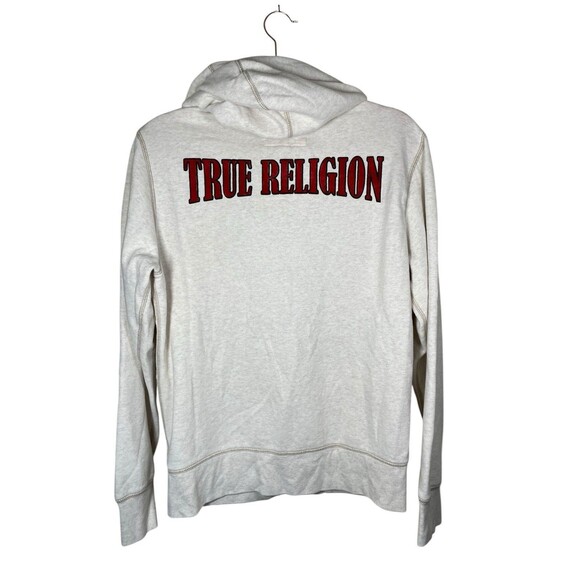 True Religion Classic Hoodie Mens Medium Ivory Full Zip Sweatshirt World Tour - Picture 2 of 12